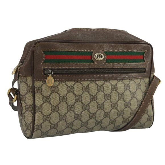 GUCCI GG Supreme Web Sherry Line Shoulder Bag PVC Beige 56 02 088 Auth 111361 - Picture 1 of 15